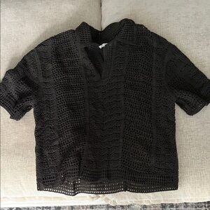 Zara Elegant Black Crochet Mens Top